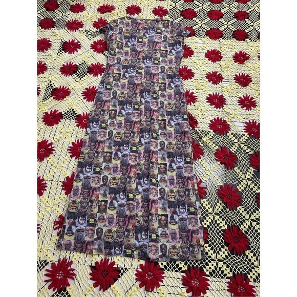 Vintage rare le chateau Y2k around the world faces maxi dress L - Picture 14 of 16